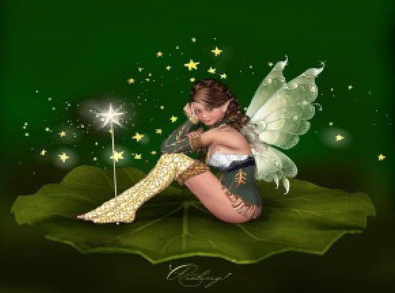 Aisling, green, fairy, HD wallpaper