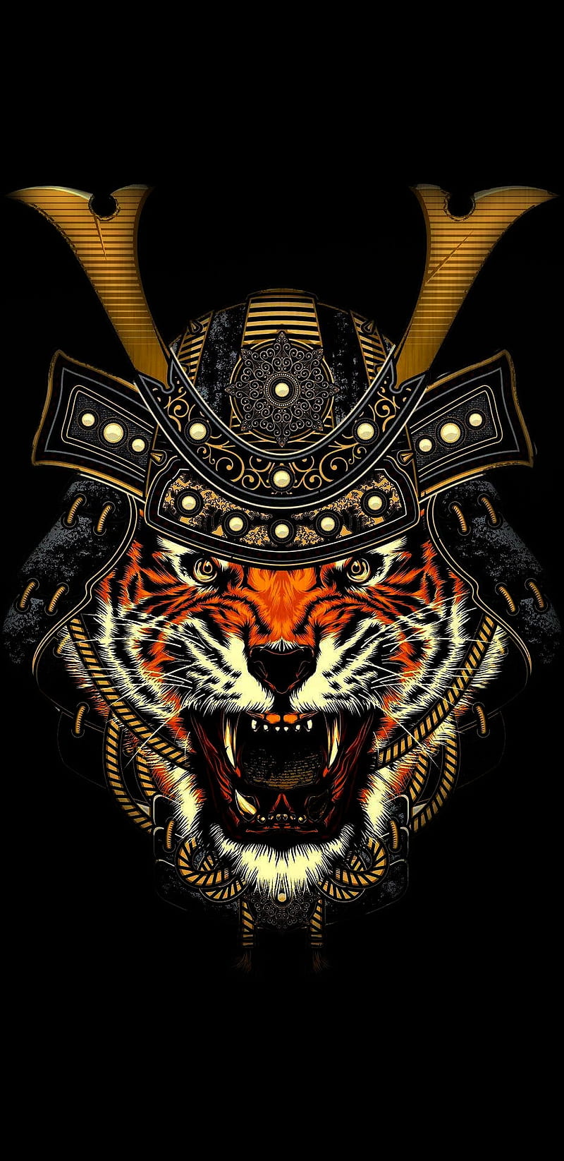 Tiger Samurai , masonic, skull, symbols, tattoo, HD phone wallpaper