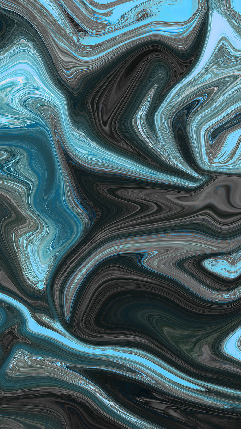 Blue Liquid Design, abstract, black, flow, fluid, lava, magma, marble, texture, HD phone wallpaper