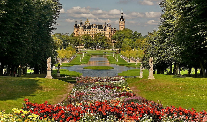 Schwerin Castle,Germany, Garden, Castle, Germany, Nature, HD wallpaper