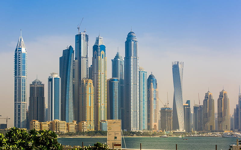 Dubai Marina, skyscrapers, summer, Dubai, United Arab Emirates, UAE, HD wallpaper
