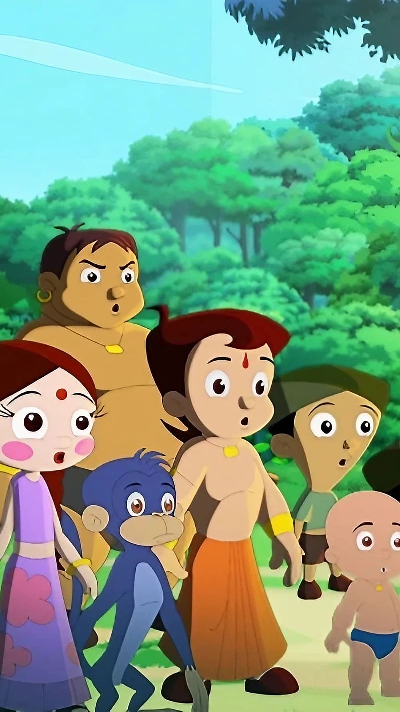 Chhota Bheem, Trees Background, animated, cartoon, HD phone wallpaper