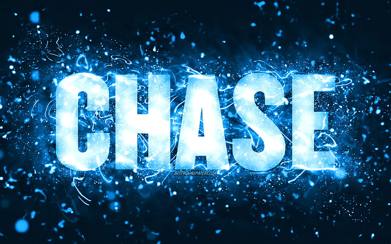 Happy Birtay Chase blue neon lights, Chase name, creative, Chase Happy Birtay, Chase Birtay, popular american male names, with Chase name, Chase, HD wallpaper