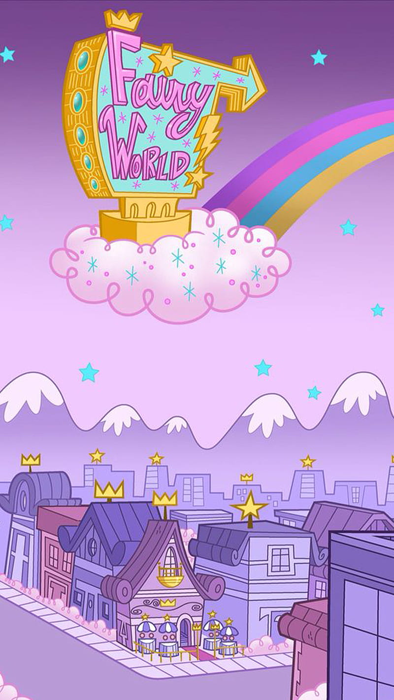 Fairy world , cartoon, background, cosmo, wanda, nick, fairly odd parents, HD phone wallpaper