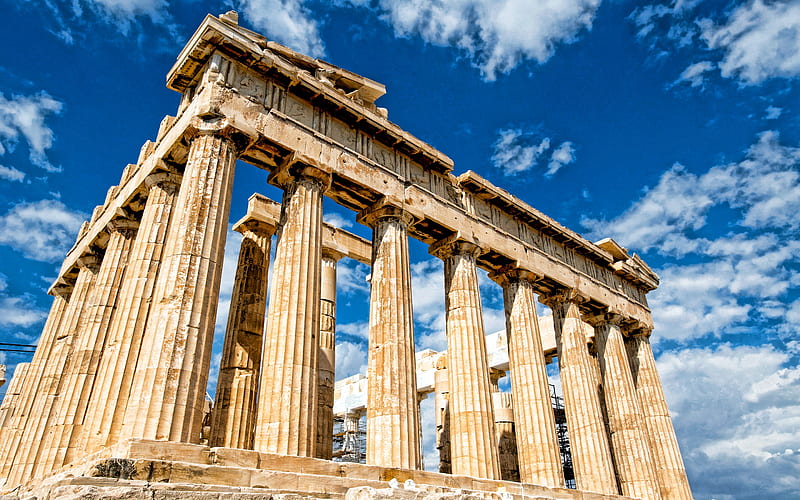 Acropolis, Athens, ancient citadel, landmark, Greece, greek columns, greek ancient architecture, The Acropolis of Athens, HD wallpaper