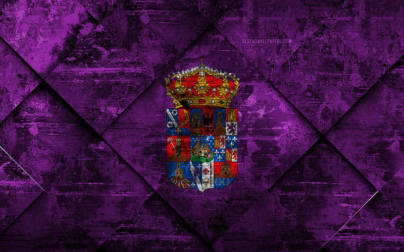 Flag of Guadalajara grunge art, rhombus grunge texture, spanish province, Guadalajara flag, Spain, national symbols, Guadalajara, provinces of Spain, creative art, HD wallpaper