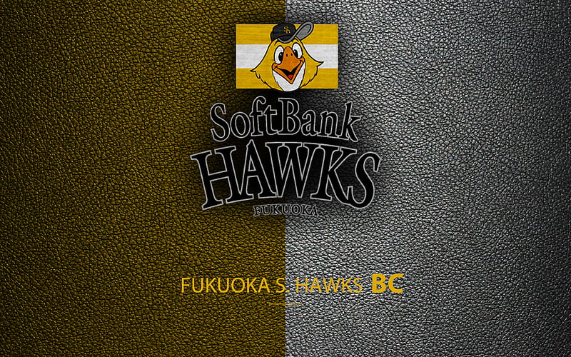 Fukuoka S Hawks Japanese baseball club, logo, leather texture, Fukuoka, japan, Nippon Professional Washövall, baseball, HD wallpaper