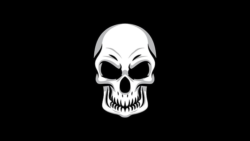 Skull Minimal, skull, black-and-white, HD wallpaper