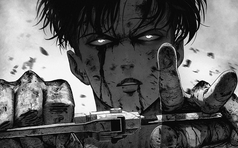 Levi Ackerman, darkness, Attack on Titan, Levi, artwork, Shingeki No Kyojin, manga, Rivai Akkaman, HD wallpaper