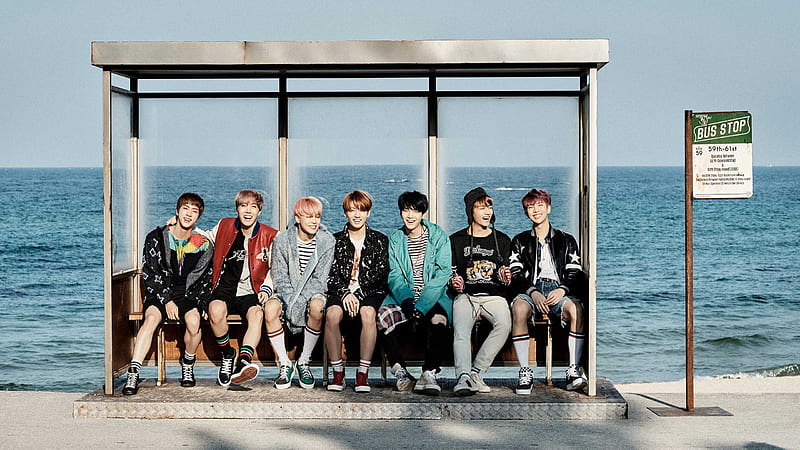 Bangtan Boys Are Sitting In Ocean Background BTS, HD wallpaper