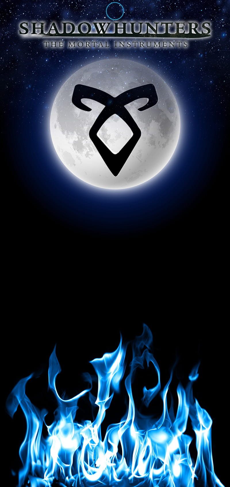 Shadowhunters 2, moon, samsung, blue, note 10, black, dark, spiritual, flame, HD phone wallpaper