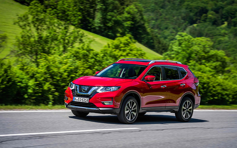 Nissan X-Trail, 2018 cars, crossovers, red X-Trail, japanese cars, Nissan, HD wallpaper