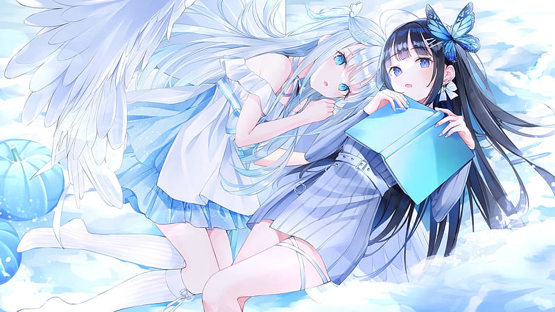 Anime, Virtual Youtuber, Amatsuka Uto , Nabi Aoi , Angel, HD wallpaper