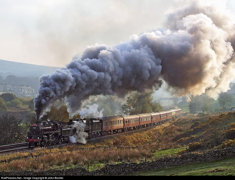 Locomotion, train, whistle, steam, tracks, smoke, HD wallpaper
