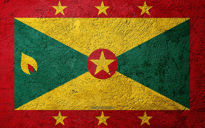Flag of Grenada, concrete texture, stone background, Grenada flag, North America, Grenada, flags on stone, HD wallpaper
