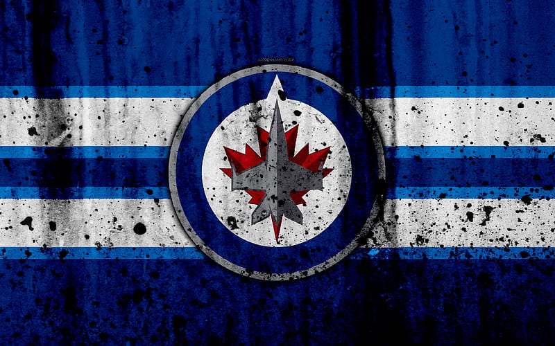 Winnipeg Jets, grunge, NHL, hockey, art, Western Conference, USA, logo, stone texture, Central Division, HD wallpaper