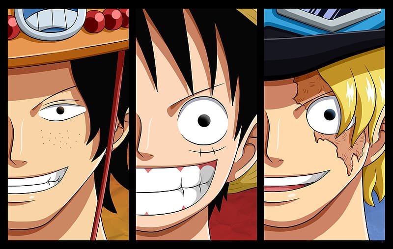 Anime, Smile, Pirate, Black Hair, Portgas D Ace, One Piece, Monkey D Luffy, Sabo (One Piece), HD wallpaper