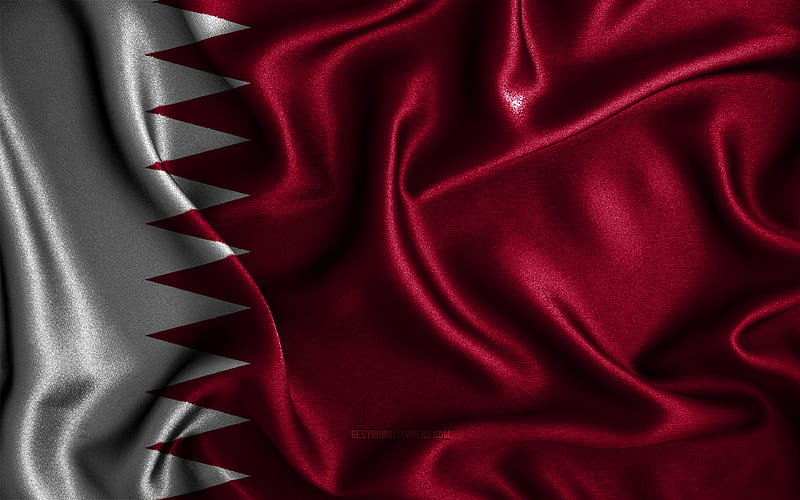 Qatari flag silk wavy flags, Asian countries, national symbols, Flag of Qatar, fabric flags, Qatar flag, 3D art, Qatar, Asia, Qatar 3D flag, HD wallpaper