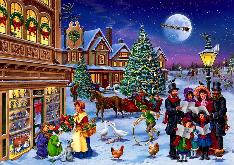 12 days of Christmas, shop, bonito, santa claus, lights, cold, markets,  nice, HD wallpaper | Peakpx