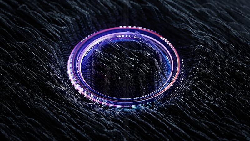 Blue Pink Ring Round Glare Neon Abstraction Abstract, HD wallpaper