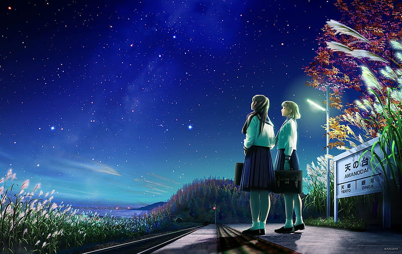 Starry Sky, scenic, cg, bonito, kagaya, anime, beauty, anime girl, scenery,  realistic, HD wallpaper | Peakpx