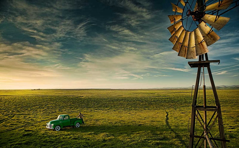 Feeling , wind, car, wheel, man, field, situation, dan escobar, HD wallpaper