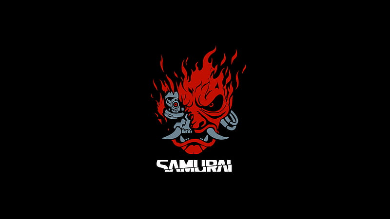 Samurai Cyberpunk Minimal Dark , cyberpunk-2077, samurai, 2021-games, games, dark, black, logo, minimalism, minimalist, HD wallpaper