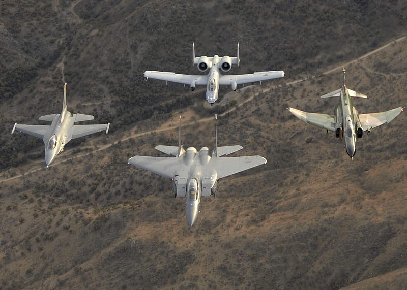 Jet Formation, f15, jets, f4, military, a10, f16, fighter jets, HD wallpaper