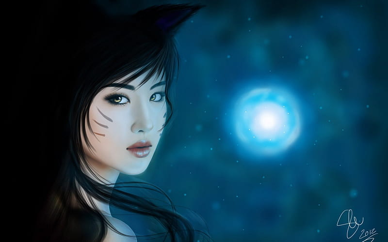 ahri and girl with blue hair