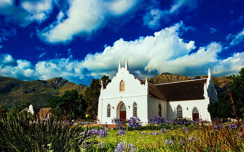Cape Town, summer, church, mountains, South Africa, Africa, R, HD wallpaper
