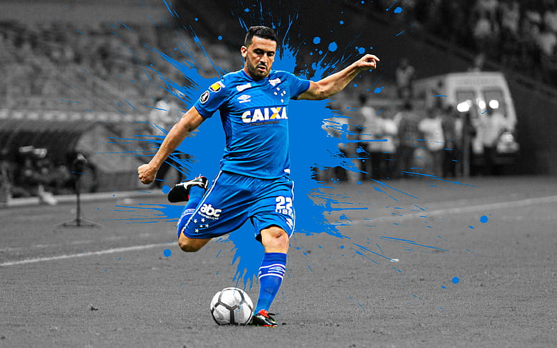 Edilson art, Cruzeiro FC, Brazilian football player, splashes of paint, grunge art, creative art, Serie A, Brazil, football, Edilson Mendes Guimaraes, HD wallpaper