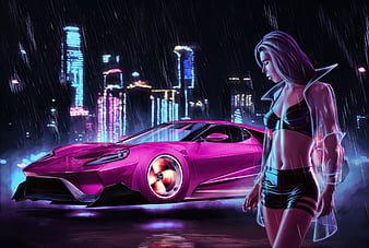 Wallpaper cyberpunk, game, city shot, car desktop wallpaper, hd image,  picture, background, 58d87a