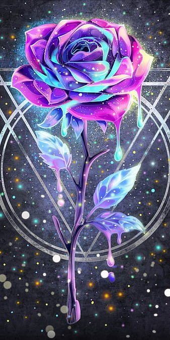 Drippy galaxy flower, black, rose, HD phone wallpaper