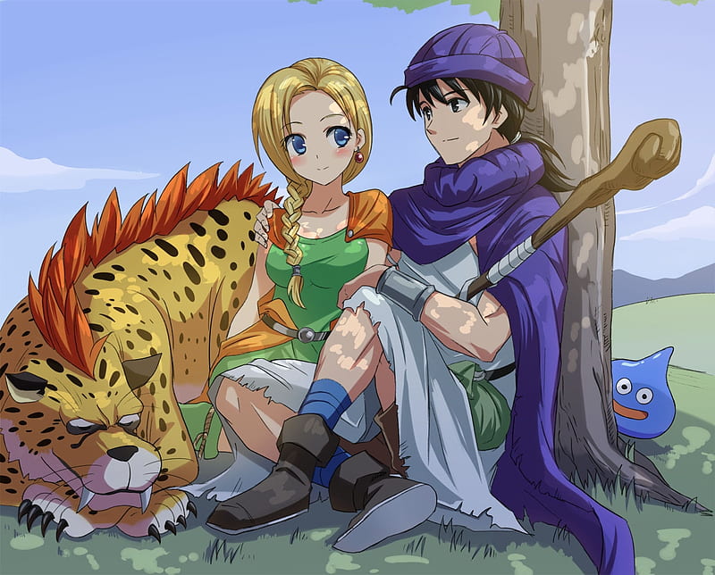 Dragon Quest V Video Game Couple Anime Resting Staff Whitaker
