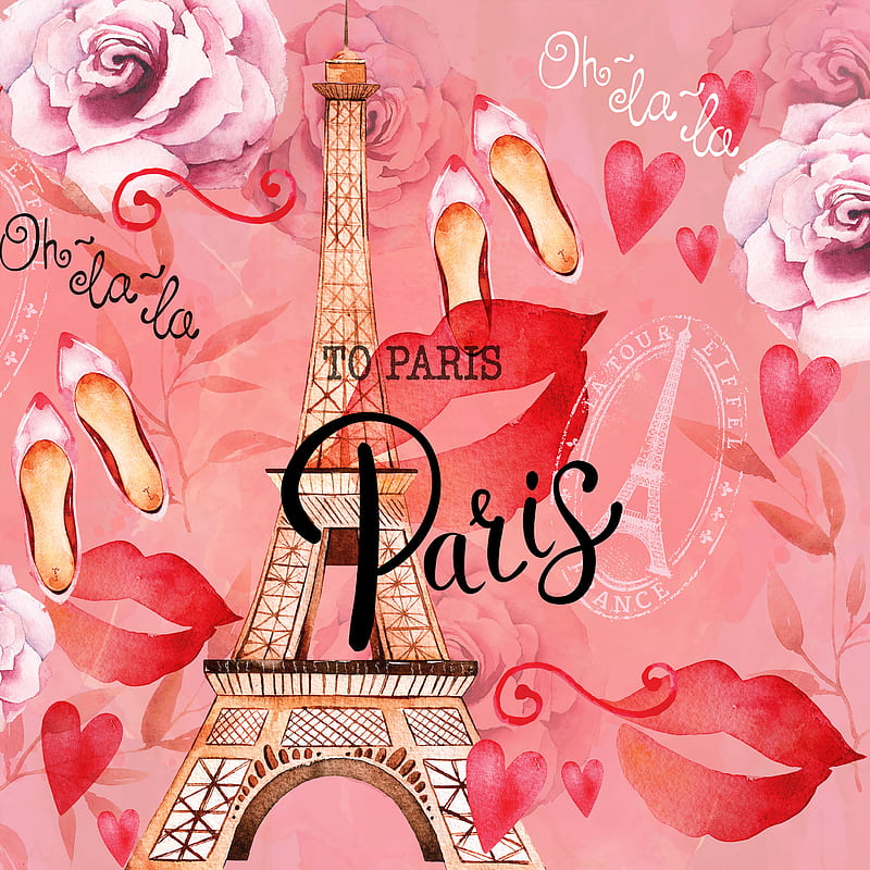 Love in Paris, cool, flower, girl, heart, kiss, pink, rose, travel, HD  phone wallpaper | Peakpx