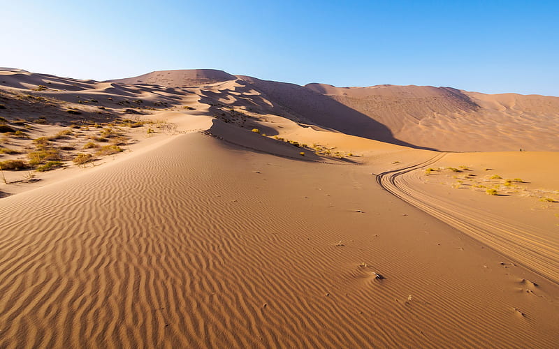 Western China arid desert blue sky landscape, HD wallpaper