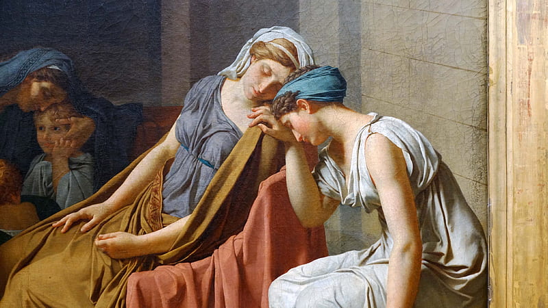 Oath of the Horatii - 1784, oath of the horatii, art, girl, painting, pictura, jacques louis david, couple, HD wallpaper