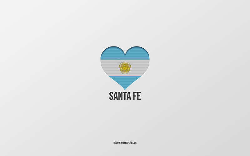 I Love Santa Fe, Argentina cities, gray background, Argentina flag heart, Santa Fe, favorite cities, Love Santa Fe, Argentina, HD wallpaper