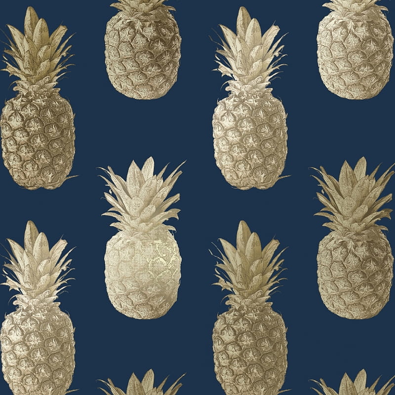 Calypso Pineapples Motif Navy Gold - Pineapple Rose Gold, Navy Blue Marble, HD phone wallpaper
