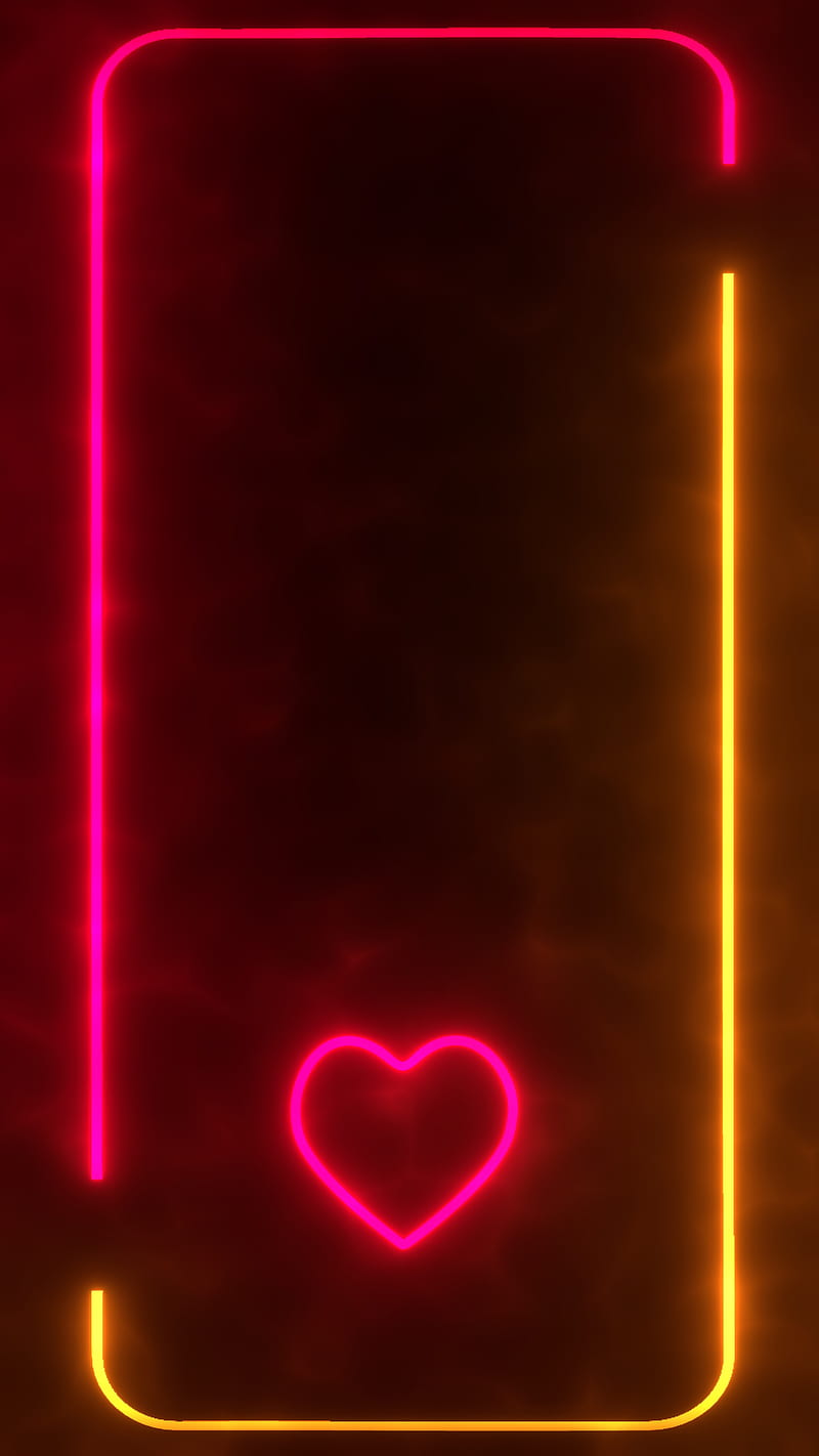 Long Love Frame, amoled, border, dark, heart, iphone, love, neon, oneplus, samsung, smoke, HD phone wallpaper