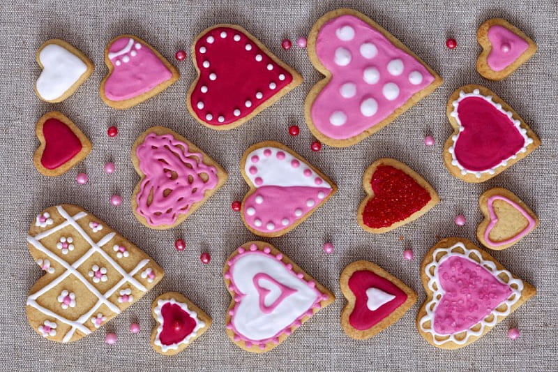 With Love, valentines, cookies, glaze, love, corazones, HD wallpaper
