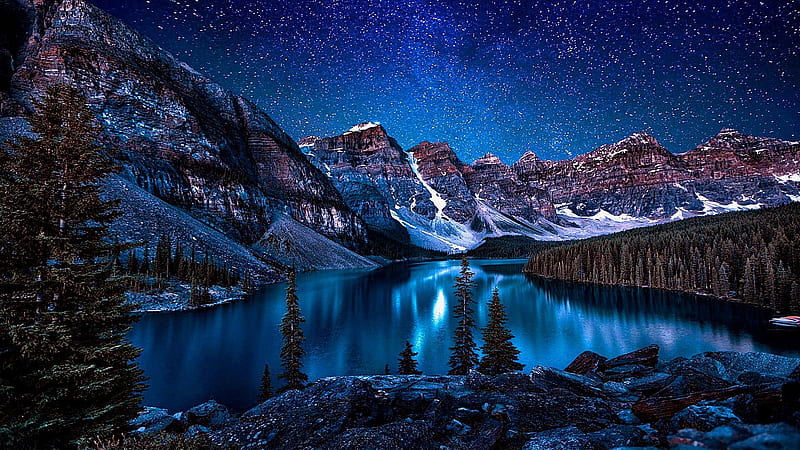 Moraine Lake - Valley of the Ten Peaks, snow, mountains, peaks, nature, reflection, lake, HD wallpaper