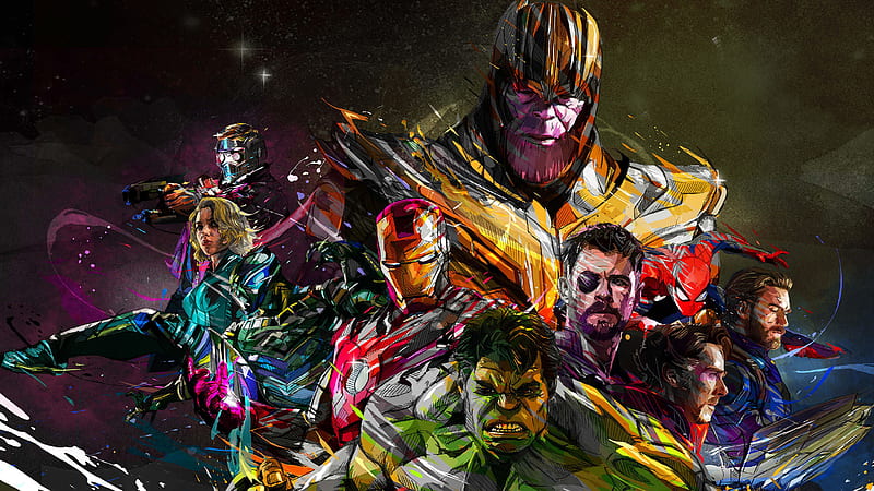 Marvel Avengers, avengers, thanos, iron-man, hulk, captain-america, thor, star-lord, scarlet-witch, spiderman, superheroes, behance, HD wallpaper