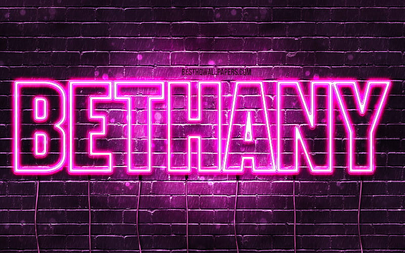 Bethany with names, female names, Bethany name, purple neon lights, horizontal text, with Bethany name, HD wallpaper