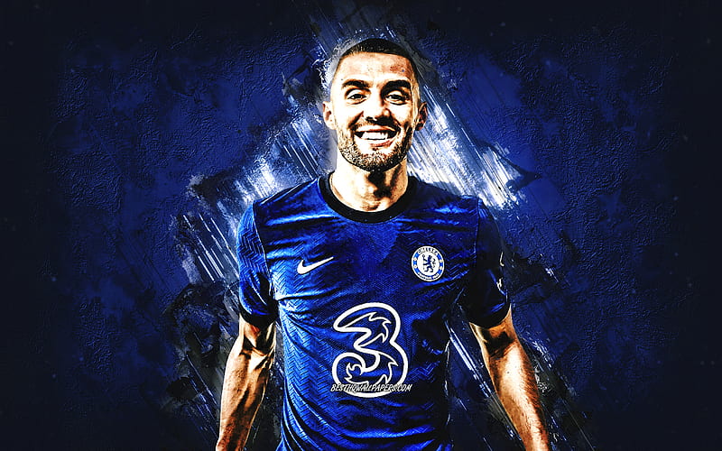 Mateo Kovacic, Chelsea FC, Croatian footballer, midfielder, blue stone background, soccer, HD wallpaper