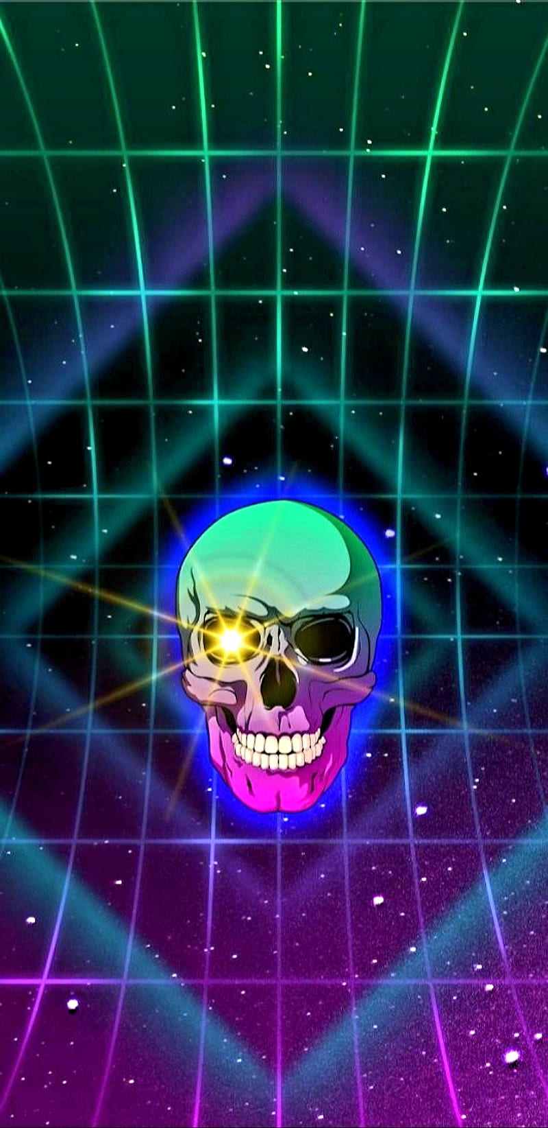 Galaxy Skull, colourful, neon, rainbow, HD phone wallpaper