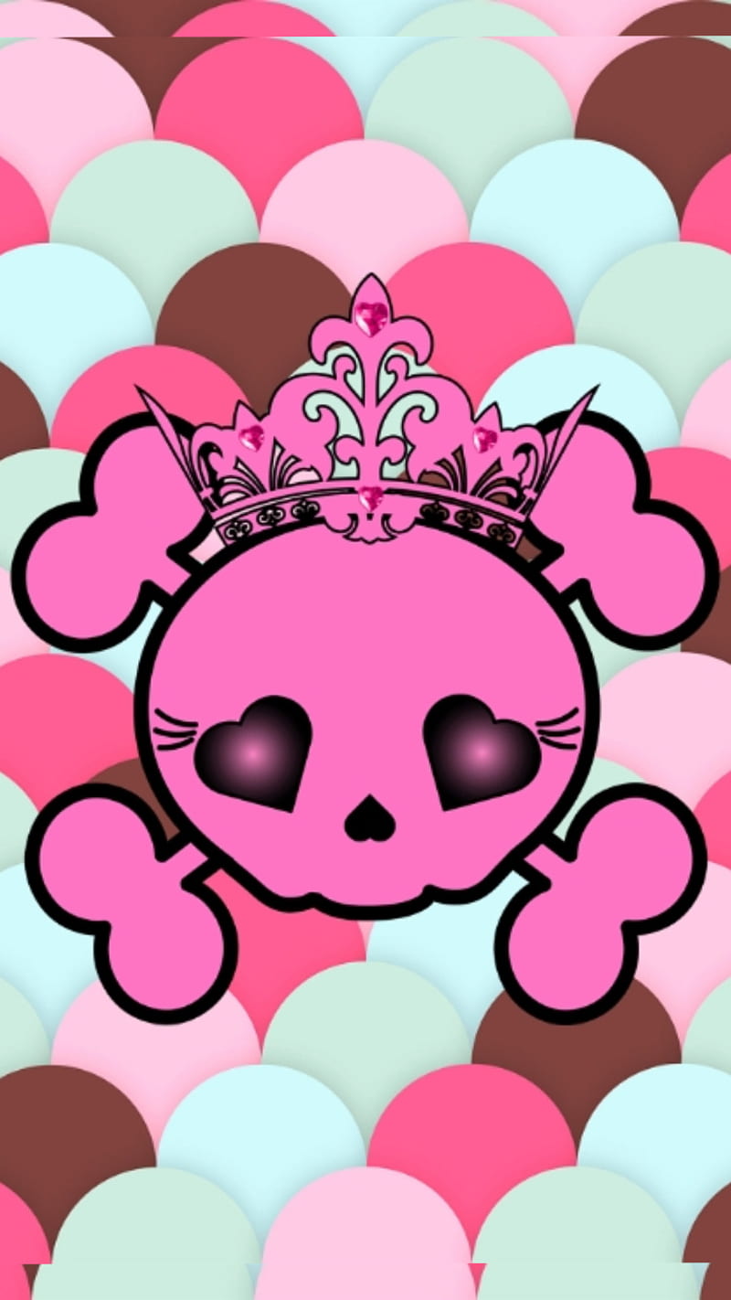 Pretty skull, crossbones, pink, princess, HD phone wallpaper