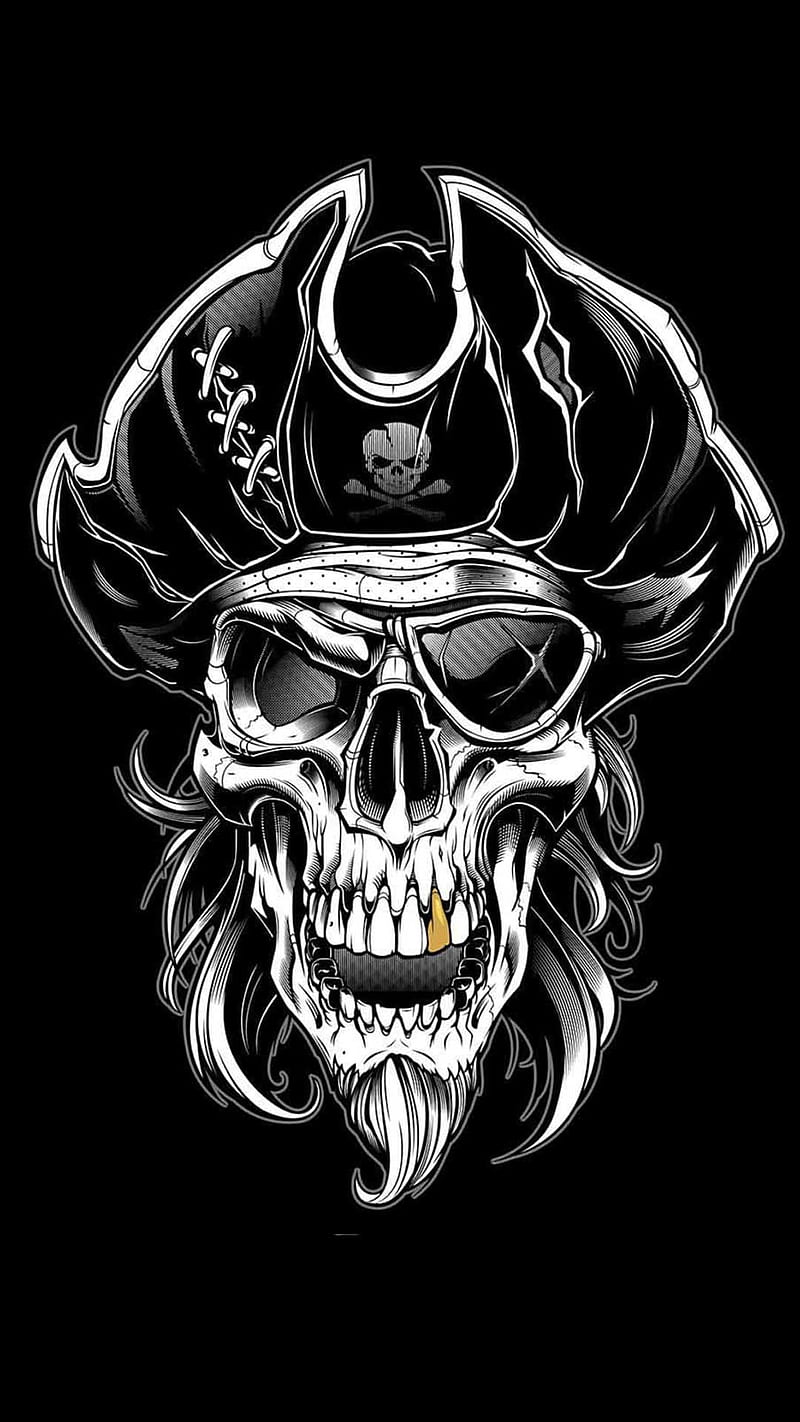 Skull pirate, hammer, roses, skull, skulls, tattoo, tv, viking, vikings, vikings , warrior, HD phone wallpaper