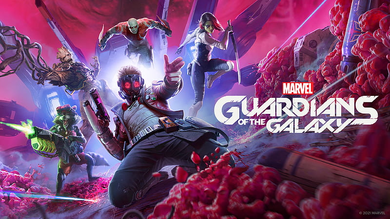 Video Game, Marvel's Guardians Of The Galaxy, Marvel Comics, Rocket Raccoon, Star Lord, Groot, Drax The Destroyer, Gamora, HD wallpaper