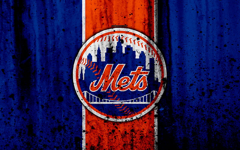 New York Mets, grunge, baseball club, MLB, America, USA, Major League Baseball, stone texture, baseball, HD wallpaper